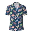 thumbnail image 1 of Vsdgher Dinosaur Print Men's Short Sleeve Stretch Polo Shirt, Moisture-Wicking Performance Polo Shirt, 1 of 8