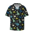 thumbnail image 1 of Vsdgher Dinosaur Print Men's Wrinkle Free Untucked Cuban Shirt Business Casual Button Down Shirts Short Sleeve Shirt, 1 of 7