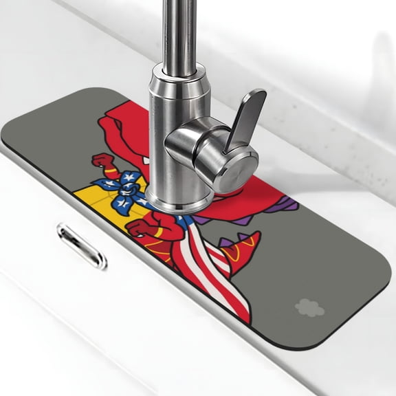 Vsdgher Dinosaur Super Hero Cartoon Kitchen Sink Splash Guard Faucet Mat -1 PC Super Absorbent Fast Drying Mat Sink Gadgets-Splash, Bathroom,Sink Mat,(15" X 5.5" )