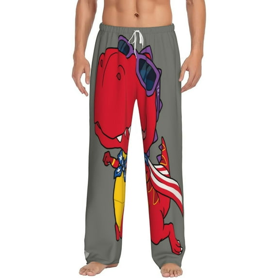 Vsdgher Dinosaur Super Hero Cartoon Print Mens Pajama Pants Sleep & Lounge Pants, PJ Bottoms With elastic waistb and Pockets