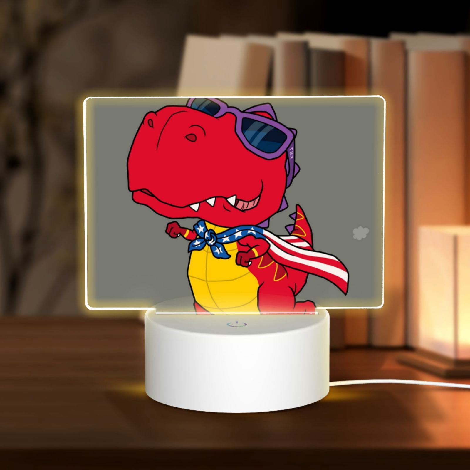 Vsdgher Dinosaur Super Hero Cartoon Rectangular Acrylic Night Light Acrylic Sleep Night Light Friend Gifts for Birthday Gifts for Women Teens Boys Girls