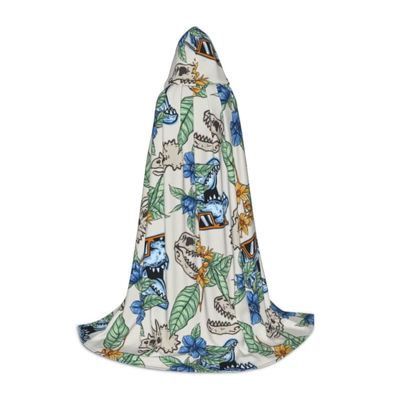 Vsdgher Dinosaurs And Leaves Hooded Cloak, Teenagers Halloween Hoodies Robe Cosplay Capes, Halloween Hooded Cape Cosplay Costume-Large