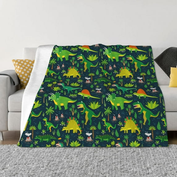 Vsdgher Dinosaurs Pattern Fleece Throw Blanket, Horizontal Fleece Bedding Home Decor for Couch & Bed All Season Use -60"x50"