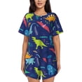 thumbnail image 1 of Vsdgher Dinosaurs Pattern Womens Pajamas 2 Piece Short Sleeve Sleepwear Set,Summer Soft Pajamas Set Casual Lounge Sets, 2-Piece Pj -3X-Large, 1 of 7