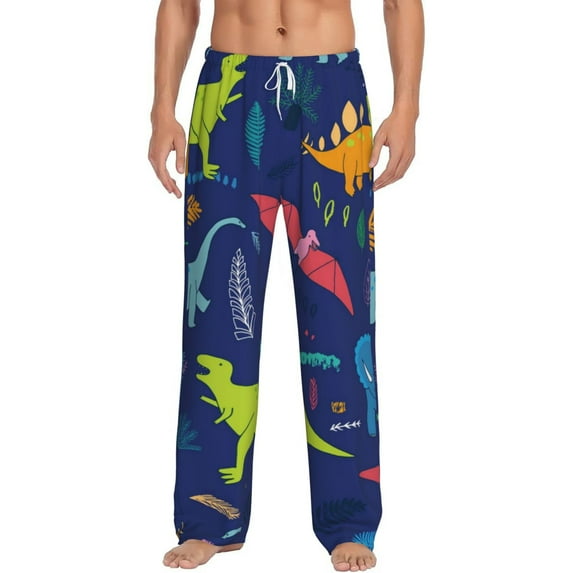 Vsdgher Dinosaurs Print Mens Pajama Pants Sleep & Lounge Pants, PJ Bottoms With elastic waistb and Pockets