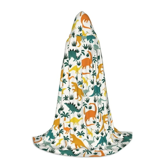 Vsdgher Dinosaurs and Tropical Leaves Hooded Cloak, Teenagers Halloween Hoodies Robe Cosplay Capes, Halloween Hooded Cape Cosplay Costume-Medium