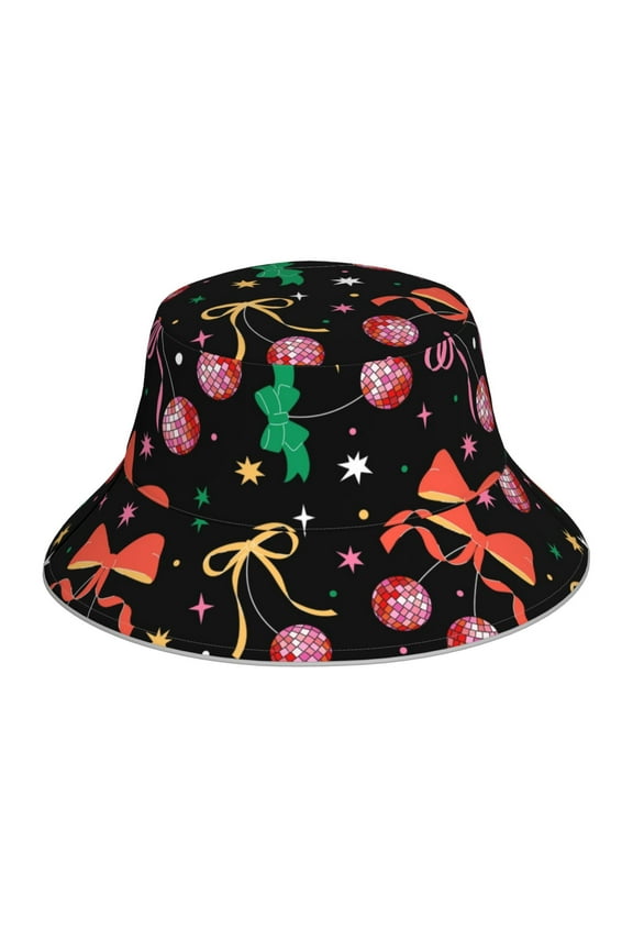 Disco Mirror Ball Print Bucket Hat for Men&Women Bucket Hat Reversible Summer Double-Side-Wear Travel Gardening, Beach, Camping, Hiking, Fishing Cap