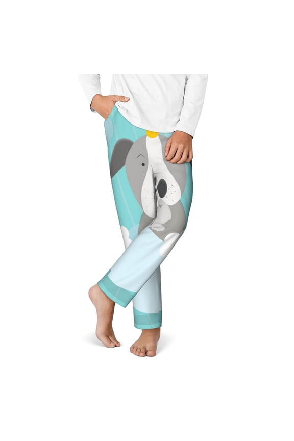 Dog In Bathtub Print Kids Pajama Pants,Long Sleep Plaid Pants Soft Lounge Pj Bottoms Sleep Pants with Pockets-Medium