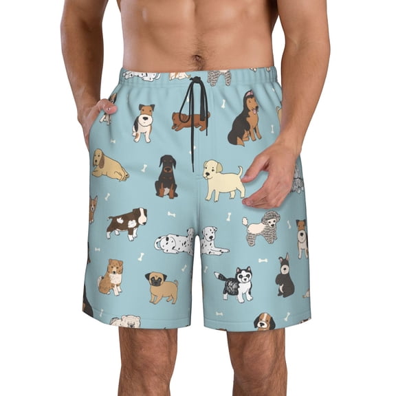 Vsdgher Dog Pets Men's Beach Shorts, Surfing shorts, Swim trunks, Quick Dry Swim Trunks for Surfing Beach Fun -Small