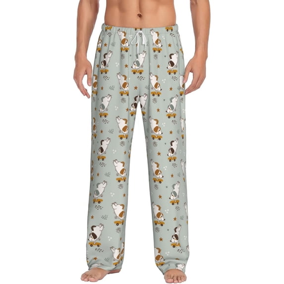Vsdgher Dog Riding Skateboard Print Mens Pajama Pants Sleep & Lounge Pants, PJ Bottoms With elastic waistb and Pockets