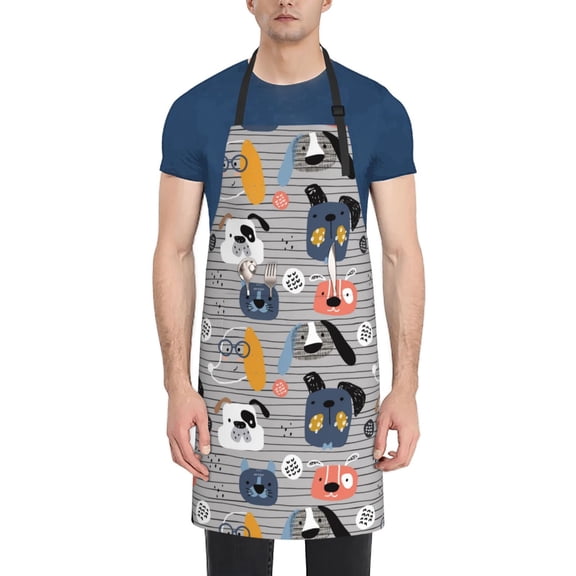 Vsdgher Dog Waterproof Apron with 2 Pockets Kitchen Chef Aprons Bibs for Grooming Cooking Baking Painting Gardening