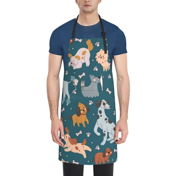 Vsdgher Dogs Waterproof Apron with 2 Pockets Kitchen Chef Aprons Bibs for Grooming Cooking Baking Painting Gardening