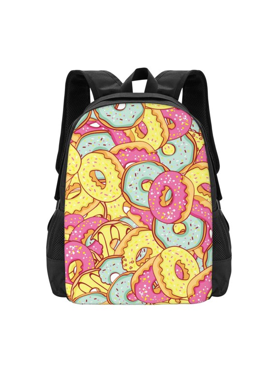 Donut and Blue Print Backpack for Women Men School Bookbag with Laptop Compartment for College Work Travel, Simple Fashion Casual Daypack, Fit 15" Laptop