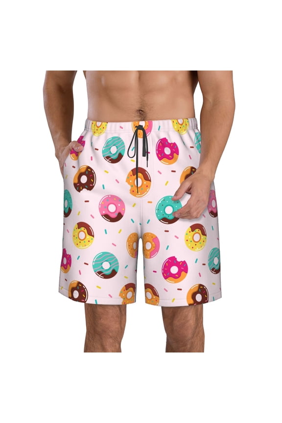 Donut Men's Beach Shorts, Surfing shorts, Swim trunks, Quick Dry Swim Trunks for Surfing Beach Fun -3X-Large