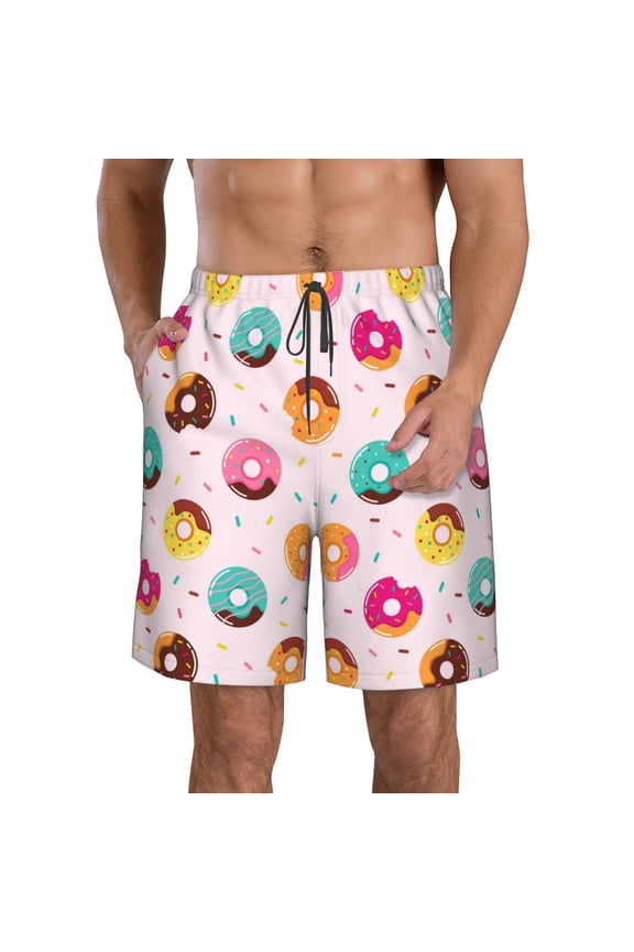Donut Men's Beach Shorts, Surfing shorts, Swim trunks, Quick Dry Swim Trunks for Surfing Beach Fun -XX-Large