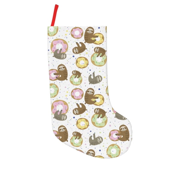 Vsdgher Donut Sloth Christmas Stockings 18 inch Large Kids Stocking Bags Hanging Socks for Christmas Decor Decorations