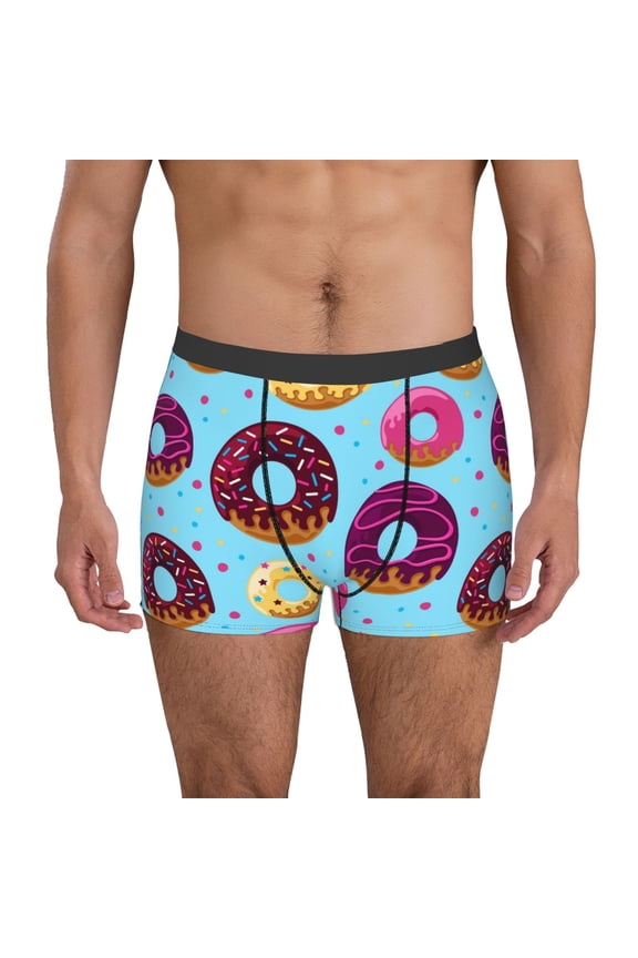 Donuts Pattern Men's Boxer Brief Underwear,Soft Funny Underwear for Men-XX-Large