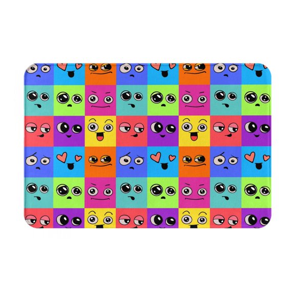 Vsdgher Doodle Faces Emotions print Flannel Anti-Slip Floor Mat Comfort Mat Floor Carpet for Decor, Non-Slip, Home, Office, Laundry, Durable