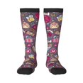 thumbnail image 1 of Vsdgher Doodles Wedding Print Thigh High Socks Extra Long Stretchy Sock Women Over Knee High Opaque Stocking Daily Wear, 1 of 5