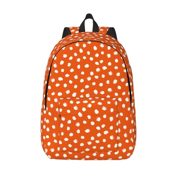 Vsdgher Dots On Orange Background Print Canvas Backpack Travel Rucksack Unisex Knapsack 15.7/17.7Inch Laptop Backpack for Work,College -Small