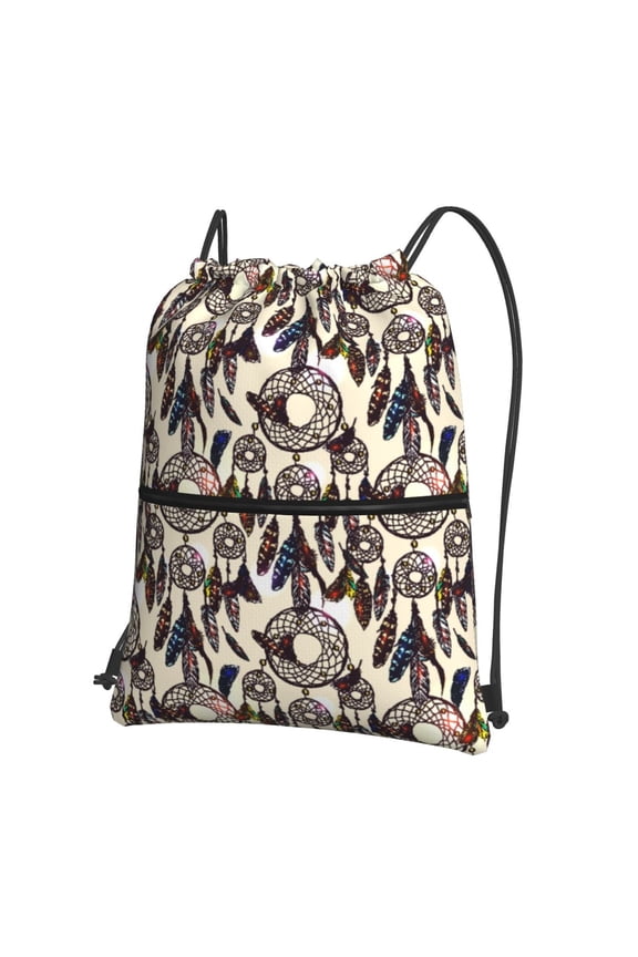 Dreamcatcher Drawstring Backpack Water Resistant String Bag Sports Sackpack Gym Sack for Men Women