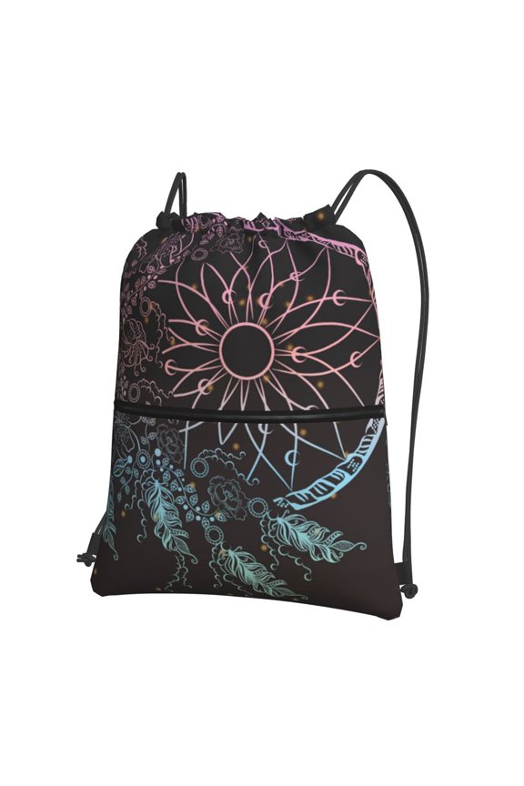 Dreamcatcher Drawstring Backpack Water Resistant String Bag Sports Sackpack Gym Sack for Men Women