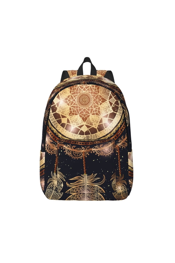 Dreamcatcher With Mandala Print Canvas Backpack Travel Rucksack Unisex Knapsack 15.7/17.7Inch Laptop Backpack for Work,College -Small