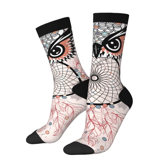 Vsdgher Dreamcatcher With Owl Crew Socks for Men & Women, Breathable Casual Athletic Ankle Socks