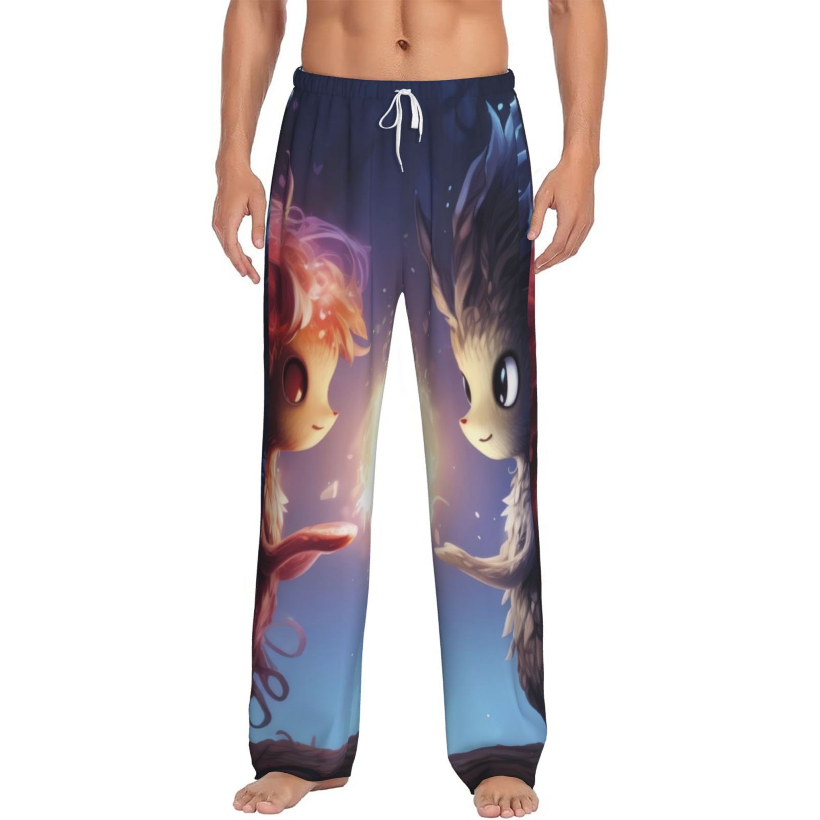 Vsdgher Dreamy Forest Elf Print Mens Pajama Pants Sleep & Lounge Pants, PJ Bottoms With elastic waistb and Pockets