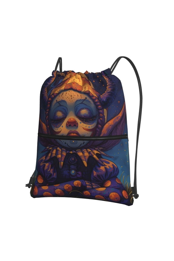 Dreamy Jester Under Stars Drawstring Backpack Water Resistant String Bag Sports Sackpack Gym Sack for Men Women