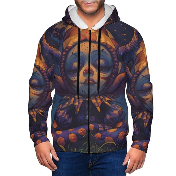 Vsdgher Dreamy Jester Under Stars Mens Hoodies Zip Hoodie, Hoodies for Men, Zip-up Hooded Sweatshirt-X-Large