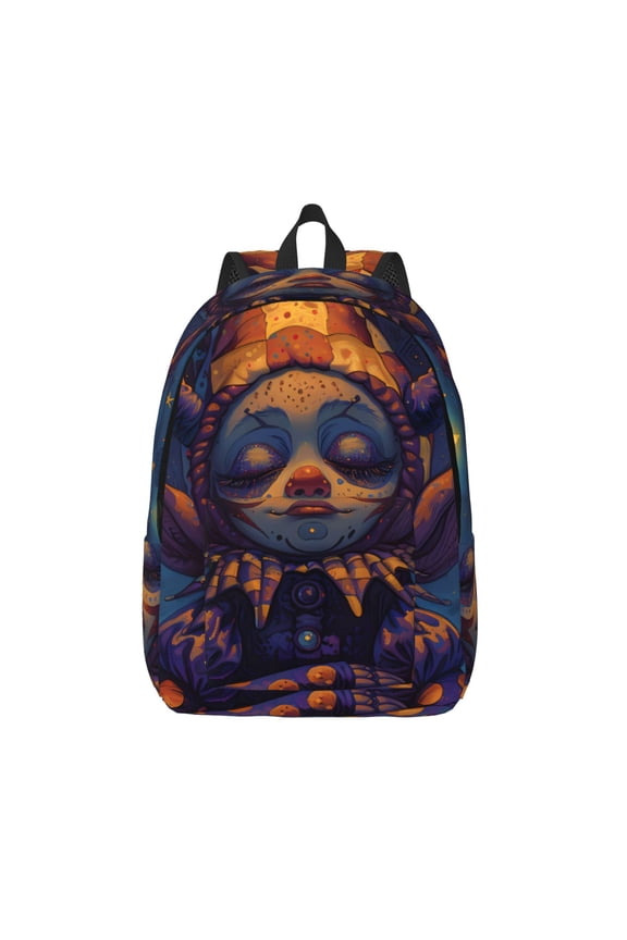 Dreamy Jester Under Stars Print Canvas Backpack Travel Rucksack Unisex Knapsack 15.7/17.7Inch Laptop Backpack for Work,College -Small