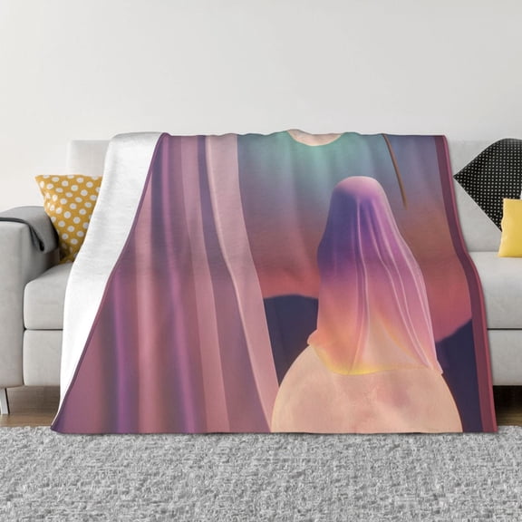 Vsdgher Dreamy Moonlit Window Pattern Fleece Throw Blanket, Horizontal Fleece Bedding Home Decor for Couch & Bed All Season Use -60"x50"