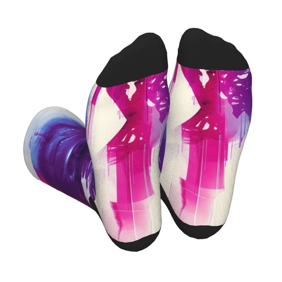 Vsdgher Dual Skulls Colorful Fusion Unisex Crew Socks Lightweight Breathable Ventilation Ankle Socks, Mid-calf socks for Daily