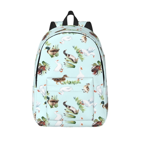 Vsdgher Duck Animals Farm Print Canvas Backpack Travel Rucksack Unisex Knapsack 15.7/17.7Inch Laptop Backpack for Work,College -Medium