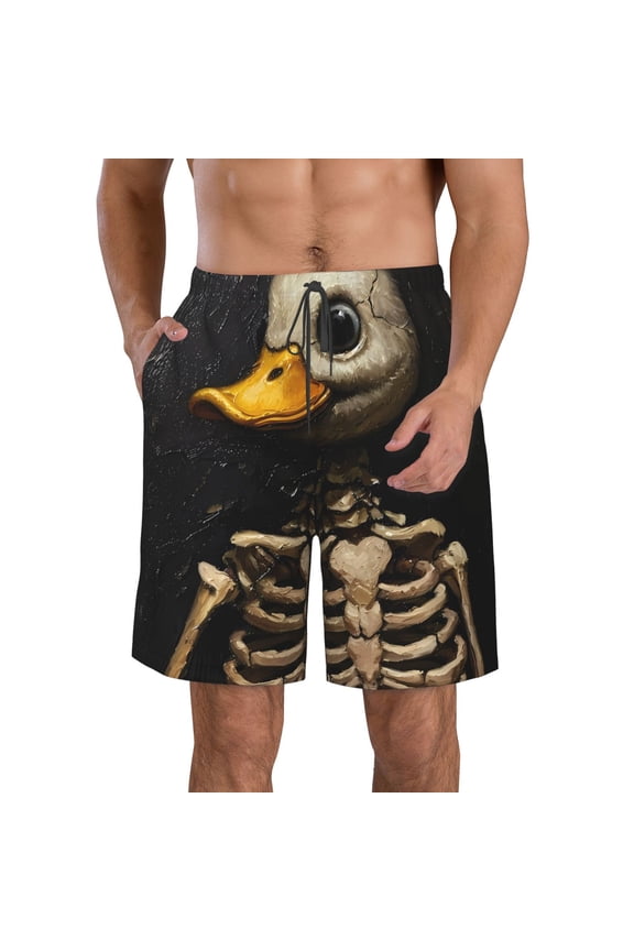 Duck Bones Men's Beach Shorts, Surfing shorts, Swim trunks, Quick Dry Swim Trunks for Surfing Beach Fun -Small