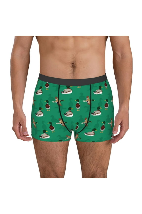 Duck Mallard Flying Pose Pattern Men's Boxer Brief Underwear,Soft Funny Underwear for Men-Small