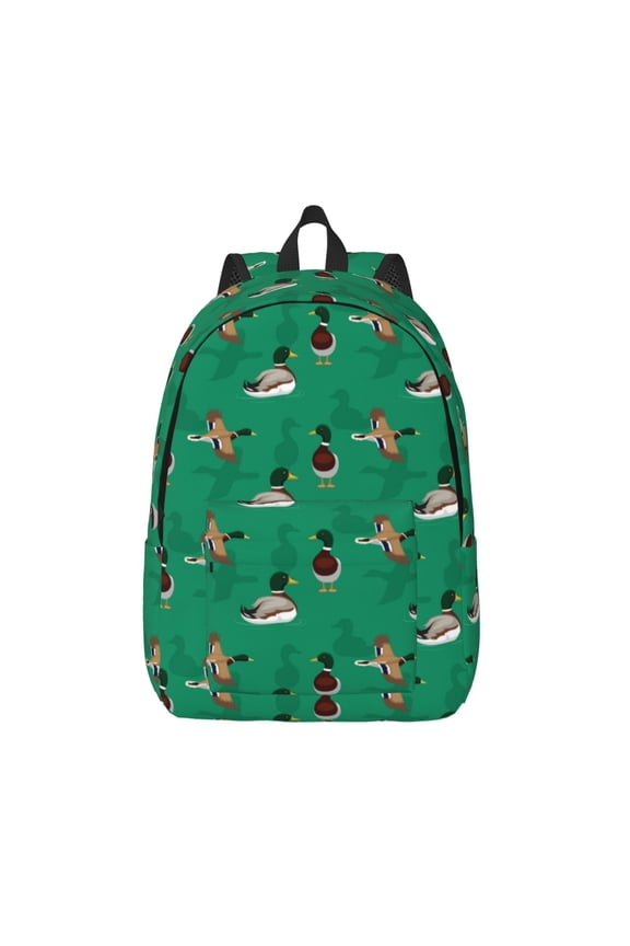 Duck Mallard Flying Pose Print Canvas Backpack Travel Rucksack Unisex Knapsack 15.7/17.7Inch Laptop Backpack for Work,College -Small