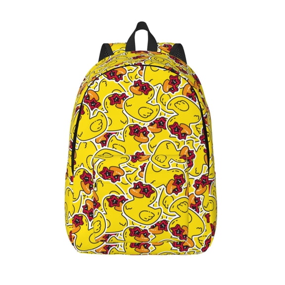 Vsdgher Duck with Star Sunglasses Print Canvas Backpack Travel Rucksack Unisex Knapsack 15.7/17.7Inch Laptop Backpack for Work,College -Small
