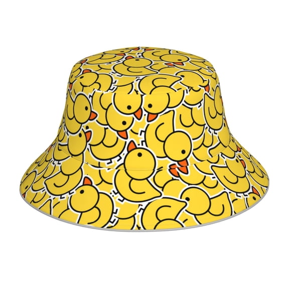 Vsdgher Duck1 Print Bucket Hat for Men&Women Bucket Hat Reversible Summer Double-Side-Wear Travel Gardening, Beach, Camping, Hiking, Fishing Cap
