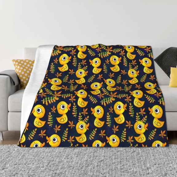 Vsdgher Ducks Pattern Fleece Throw Blanket, Horizontal Fleece Bedding Home Decor for Couch & Bed All Season Use -80"x60"
