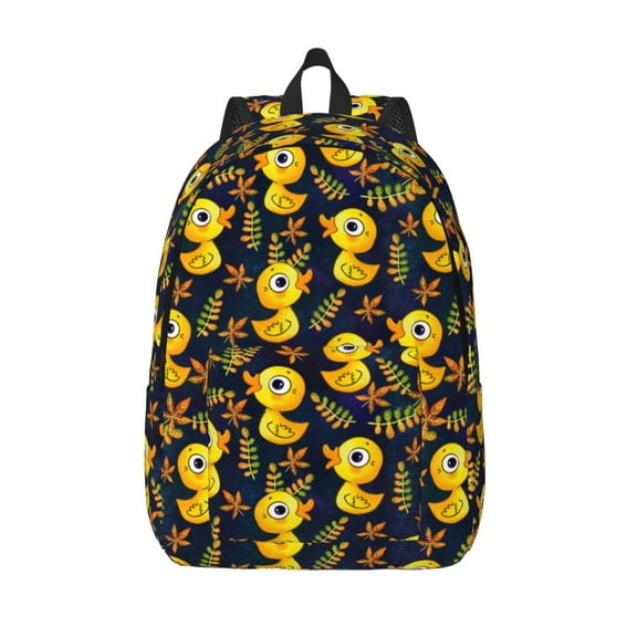 Vsdgher Ducks Print Canvas Backpack Travel Rucksack Unisex Knapsack 15.7/17.7Inch Laptop Backpack for Work,College -Medium