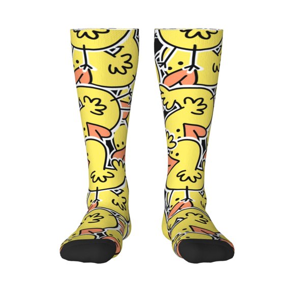 Vsdgher Ducks Print Thigh High Socks Extra Long Stretchy Sock Women Over Knee High Opaque Stocking Daily Wear