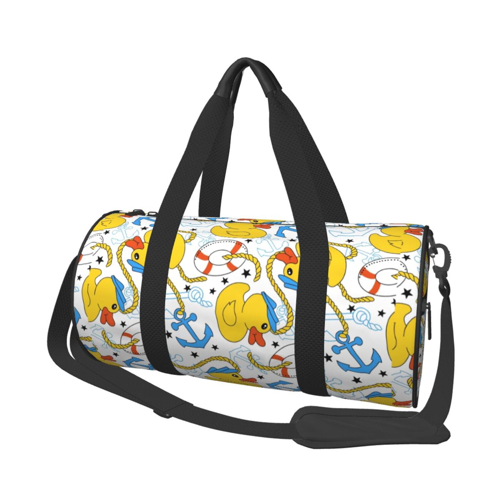 Vsdgher Ducks and Anchors 45L Foldable Duffel Bag, Sports Gym Bag,Overnight Bag, Portable Weekender Bag for Airplanes