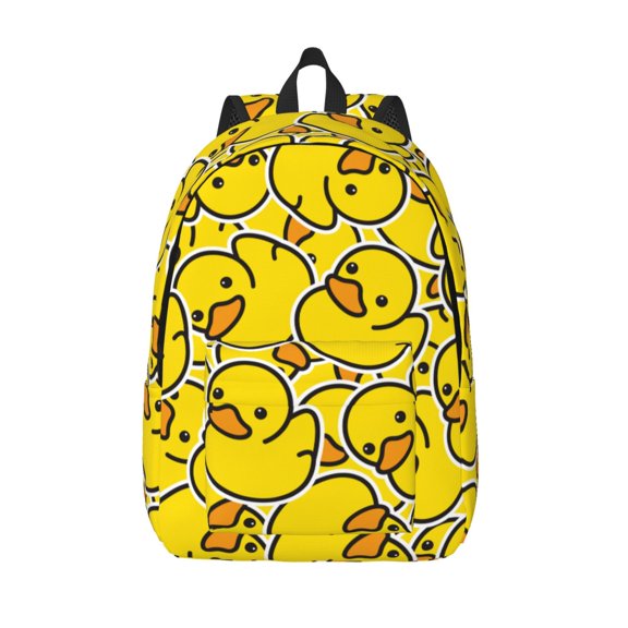 Vsdgher Ducky Cartoon Animal Yellow Print Canvas Backpack Travel Rucksack Unisex Knapsack 15.7/17.7Inch Laptop Backpack for Work,College -Medium