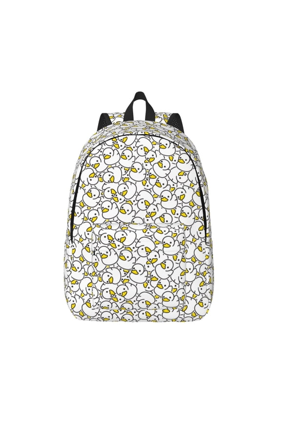 Ducky Print Canvas Backpack Travel Rucksack Unisex Knapsack 15.7/17.7Inch Laptop Backpack for Work,College -Small
