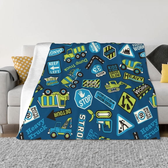 Vsdgher Dump Truck Pattern Fleece Throw Blanket, Horizontal Fleece Bedding Home Decor for Couch & Bed All Season Use -40"x30"