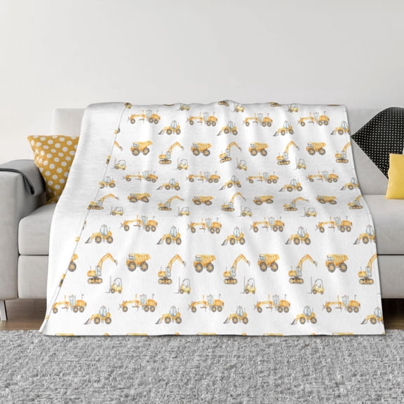 Vsdgher Dump Truck Pattern Fleece Throw Blanket, Horizontal Fleece Bedding Home Decor for Couch & Bed All Season Use -50"x40"