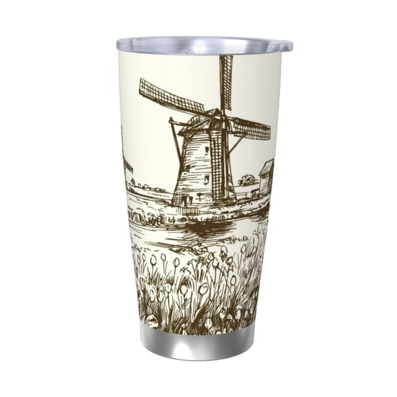 Vsdgher Dutch Windmill 20 Oz Stainless Steel Vacuum Insulated, Travel Mug Coffee Cup for Home, Office, Outdoor Works Great for Ice Drinks and Hot Beverage -Without Straw