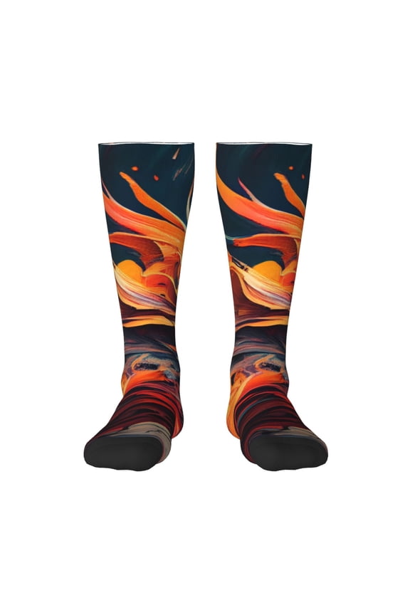 Dynamic Fire Bird Art Knee Socks, High Socks Long Stretchy Sock Women Knee High Stocking, Long Socks for Women